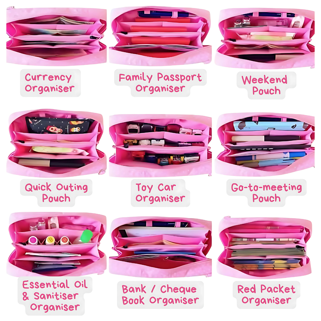 Spacious Red Packet Organizer Holds 100 Angbao & Family Passport Travel Pouch | Handmade CNY Pouch