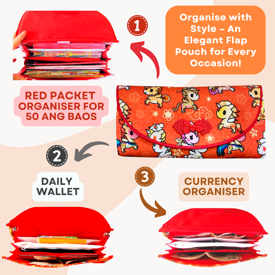 Flap Red Packet Organizer Holds 50 Ang Baos | Ang Bao Organiser | CNY Organiser for 50 Red Packets