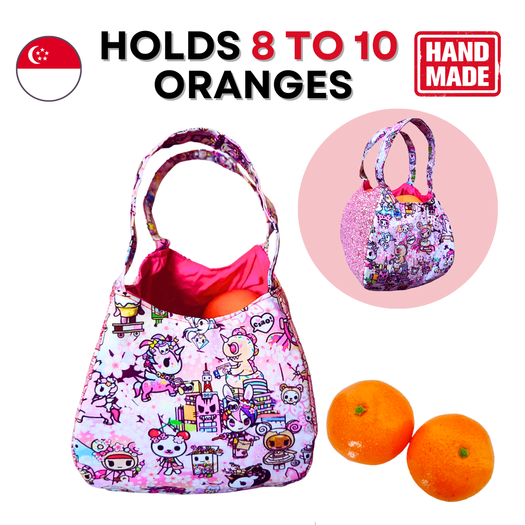 CNY Mandarin Orange Carrier | Reusable Festive Orange Bag | Holds 4 / 8 Oranges | Orange Bag