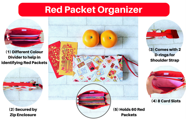 SLIM Red Packet Organizer | Ang Pow Organiser | Slim Organiser 70 Red Packets | Slim Kimidoll B Design 31B24