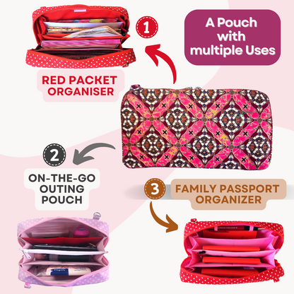 Handmade All-in-One Organizer | Travel Organizer | Stationery Organizer | Passport Organizer | Weekend Pouch | Red Packet Organizer | Super Organizer 1B03