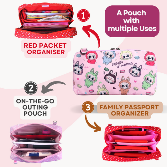 Handmade All-in-One Organizer | Travel Organizer | Stationery Organizer | Passport Organizer | Weekend Pouch | Red Packet Organizer | WATERPROOF Super Organizer 1B04