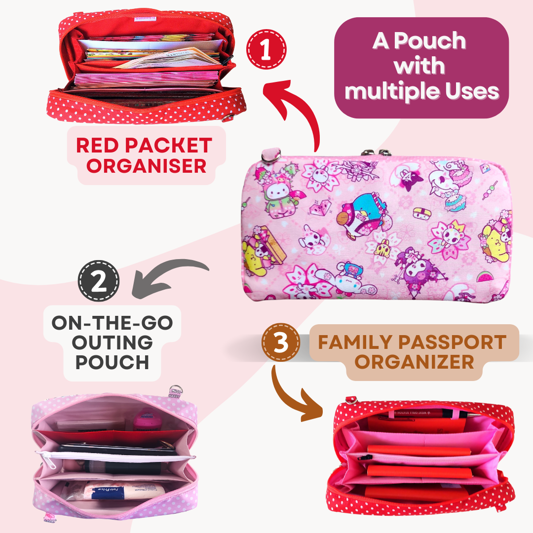 Handmade All-in-One Organizer | Travel Organizer | Stationery Organizer | Passport Organizer | Weekend Pouch | Red Packet Organizer | Super Organizer 1B06