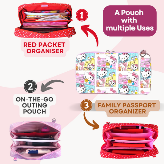 Handmade All-in-One Organizer | Travel Organizer | Stationery Organizer | Passport Organizer | Weekend Pouch | Red Packet Organizer | WATERPROOF Super Organizer 1B08