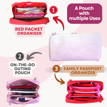 Handmade All-in-One Organizer | Travel Organizer | Stationery Organizer | Passport Organizer | Weekend Pouch | Red Packet Organizer | Super Organizer 1B10