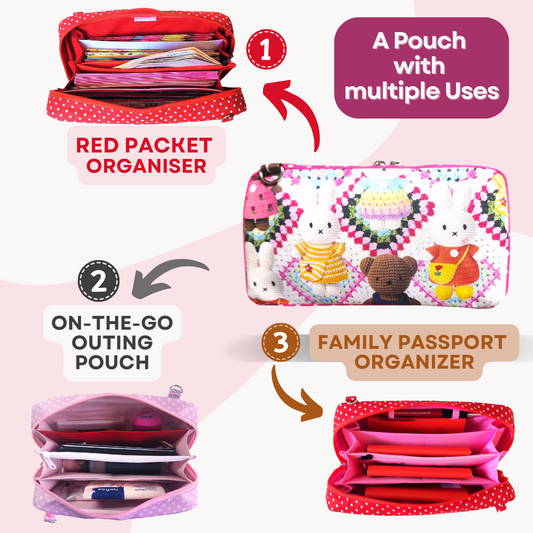 Handmade All-in-One Organizer | Travel Organizer | Stationery Organizer | Passport Organizer | Weekend Pouch | Red Packet Organizer | Super Organizer 1B11
