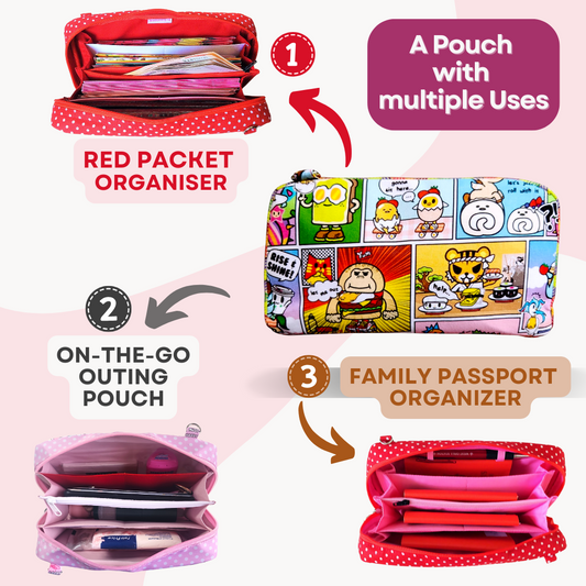 Handmade All-in-One Organizer | Travel Organizer | Stationery Organizer | Passport Organizer | Weekend Pouch | Red Packet Organizer | Super Organizer 1B14