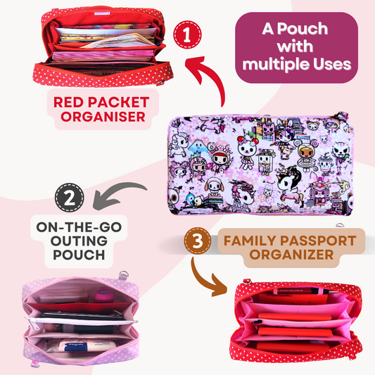 Handmade All-in-One Organizer | Travel Organizer | Stationery Organizer | Passport Organizer | Weekend Pouch | Red Packet Organizer | Super Organizer 1B15