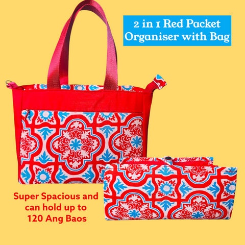 2 in 1 Red Packet Bag cum Organiser | Holds 120 Red Packets | 2 in 1 Red Packet Bag CNY Design B003