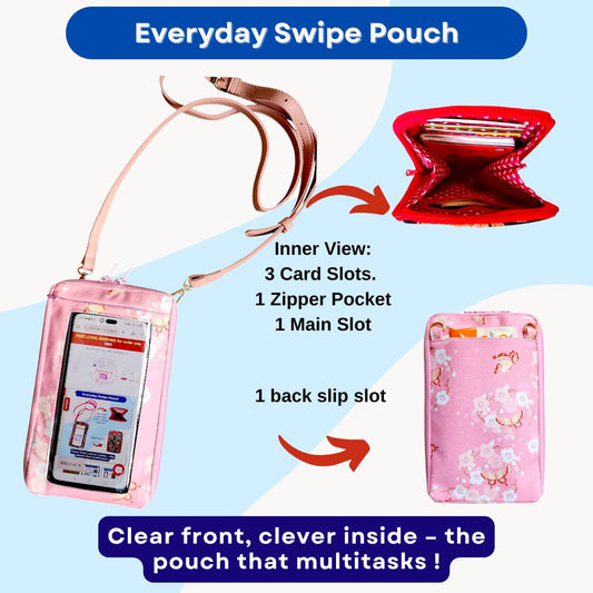 Everyday Swipe Travel Pouch | Smartphone Sling 1B06 (Pink Butterfly)