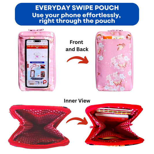 Everyday Swipe Travel Pouch | Smartphone Sling 1B06 (Pink Butterfly)