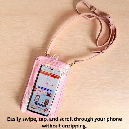 Everyday Swipe Travel Pouch | Smartphone Sling 1B06 (Pink Butterfly)