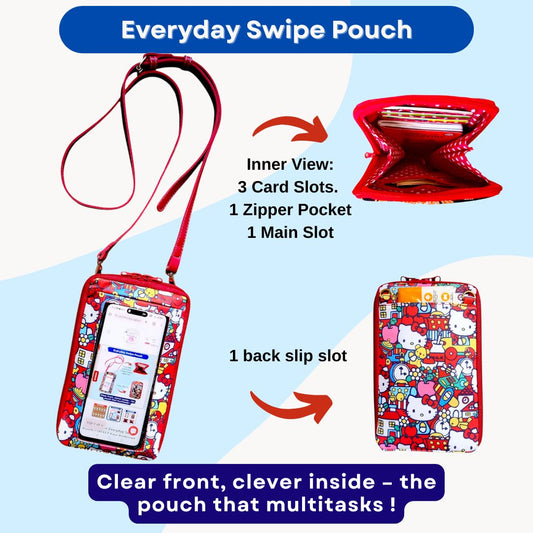 Everyday Swipe Travel Pouch | Smartphone Sling 1B07 (Red HK)