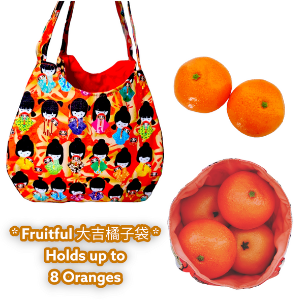 Mandarin Orange Carrier | Orange Bag up to 8 Oranges | Chinese New Year Carrier | Orange Carrier CNY Dolls Design 31B42