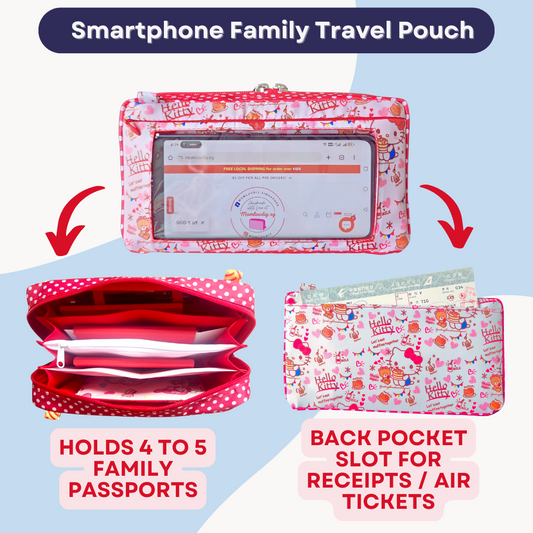 Smartphone Family Travel Pouch | Family Passport Organiser | Smartphone Organiser 3B15 (White HK)