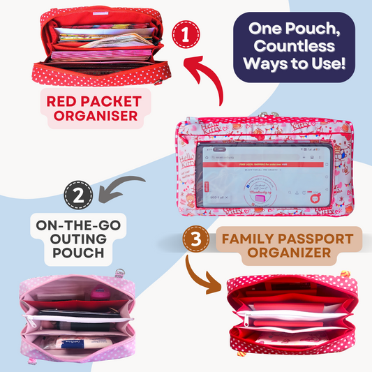 Smartphone Family Travel Pouch | Family Passport Organiser | Smartphone Organiser 3B15 (White HK)