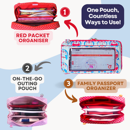 Smartphone Family Travel Pouch | Family Passport Organiser | Smartphone Organiser 3B16 (Doremon)