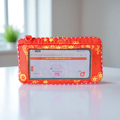 Smartphone Family Travel Pouch | Family Passport Organiser | Smartphone Organiser 3B18 (Red CNY Lantern)