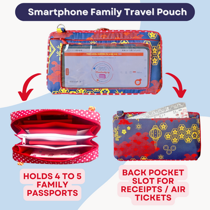 Smartphone Family Travel Pouch | Family Passport Organiser | Smartphone Organiser 3B19 (Black CNY Lantern)
