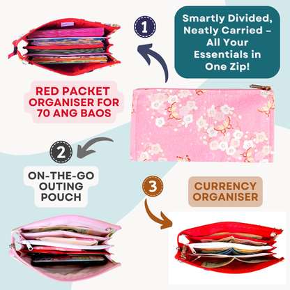 Slim Red Packet Organiser Holds 70 Angbaos | Handmade CNY Ang Bao Holder and Organizer