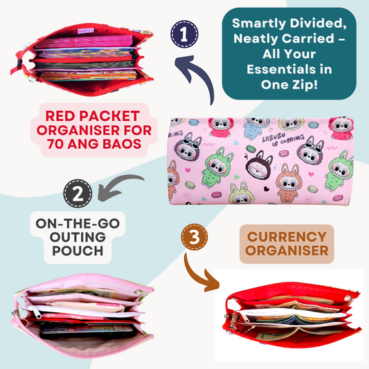 Slim Wallet Organizer | Travel Organizer | Weekend Pouch | Slim Red Packet Organizer | Slim Wallet Organizer 2B03
