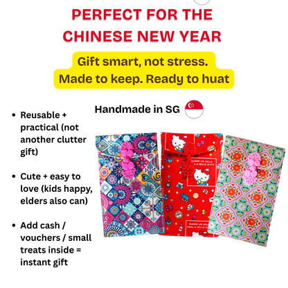 Handmade Fabric Angbao Cash Pouch (Fits Big Notes) | Reusable AngBao | CNY 2026 Angbao