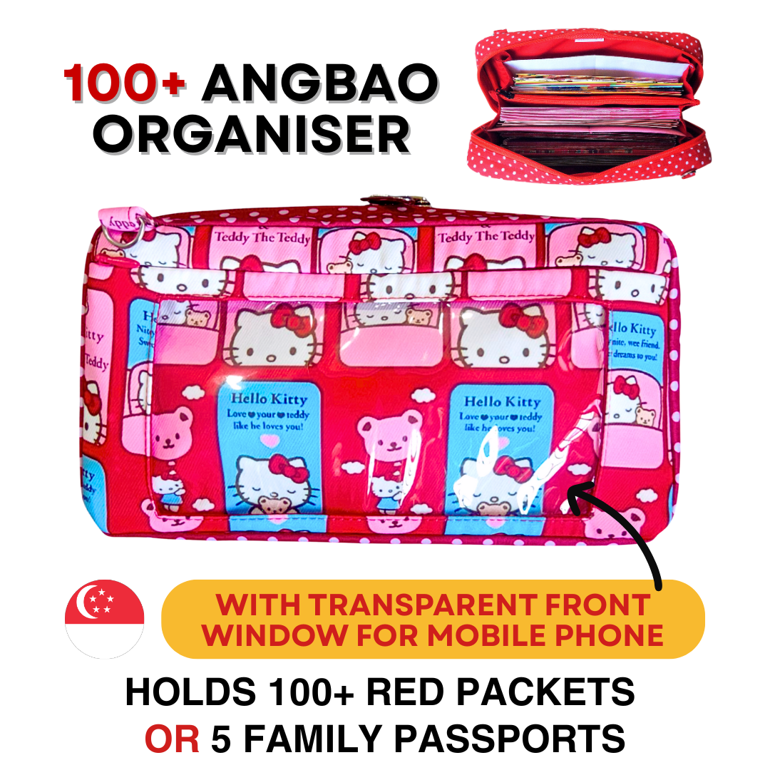 Red Packet Organiser Holds 100 Angbaos with Smartphone Window | CNY 100 Ang Bao Organiser Pouch