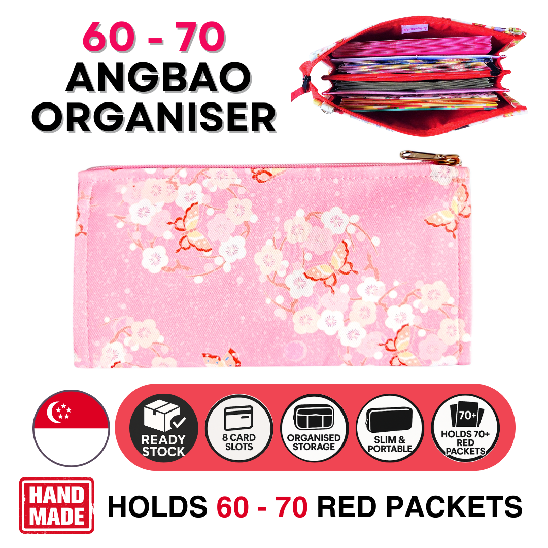 Slim Red Packet Organiser Holds 70 Angbaos | Handmade CNY Ang Bao Holder and Organizer