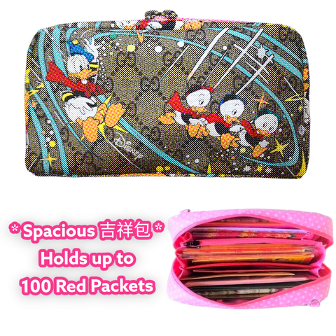 SPACIOUS Hong Bao Organizer | Ang Pao Wallet | Spacious Organizer 100 Red Packets | WATERPROOF Spacious Donald Duck Design 33B18