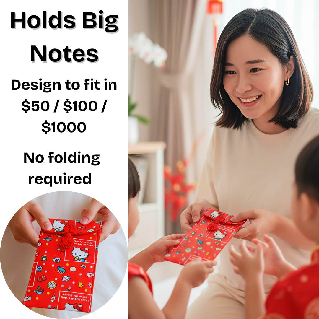 Handmade Fabric Angbao Cash Pouch (Fits Big Notes) | Reusable AngBao | CNY 2026 Angbao