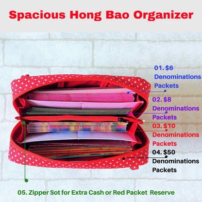 SPACIOUS Hong Bao Organizer | Ang Pao Wallet | Spacious Organizer 100 Red Packets | Spacious Fortune Cat Design 31B01