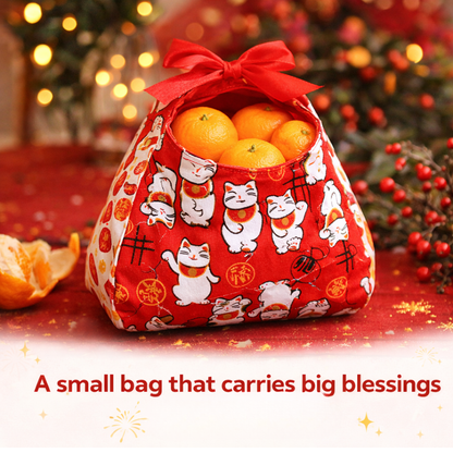 CNY Mandarin Orange Carrier | Reusable Festive Orange Bag | Holds 4 / 8 Oranges | Orange Bag