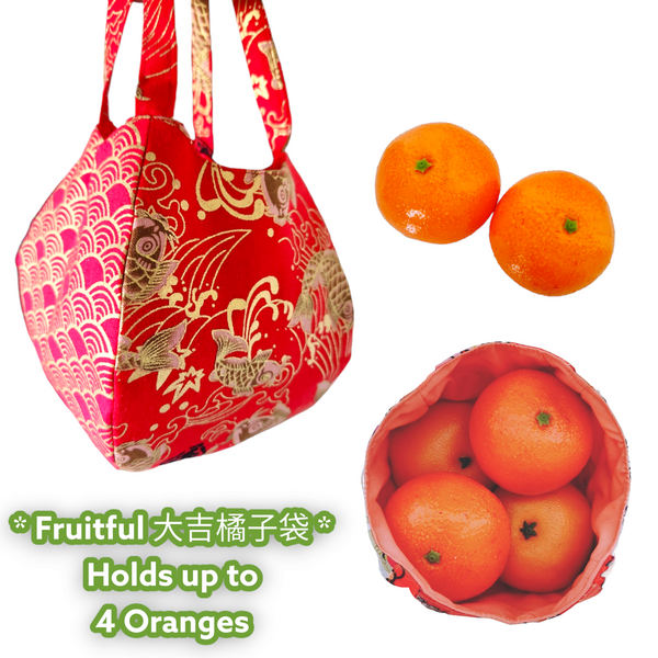 Mandarin Orange Carrier | Orange Bag up to 8 Oranges | Chinese New Year Carrier | Orange Carrier CNY Fish Design 31B41
