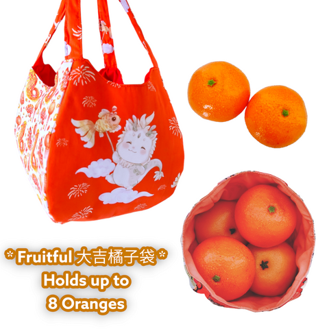 Mandarin Orange Carrier | Orange Bag up to 8 Oranges | Chinese New Year Carrier | Orange Carrier Dragon A1 Design 31B49