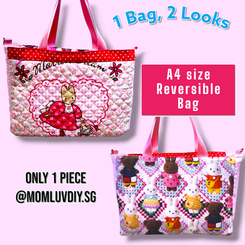 REVERSIBLE Bag for CNY | CNY Bag to put Red Packet Organizers | Reversible Bag Bunny Design R003