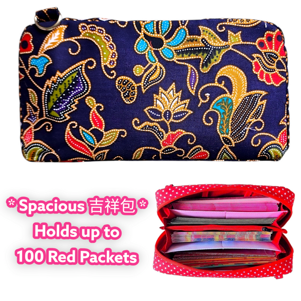 SPACIOUS Hong Bao Organizer | Ang Pao Wallet | Spacious Organizer 100 Red Packets | Spacious Blue Batik Design 33B69A