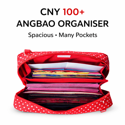 Spacious Red Packet Organizer Holds 100 Angbao & Family Passport Travel Pouch | Handmade CNY Pouch