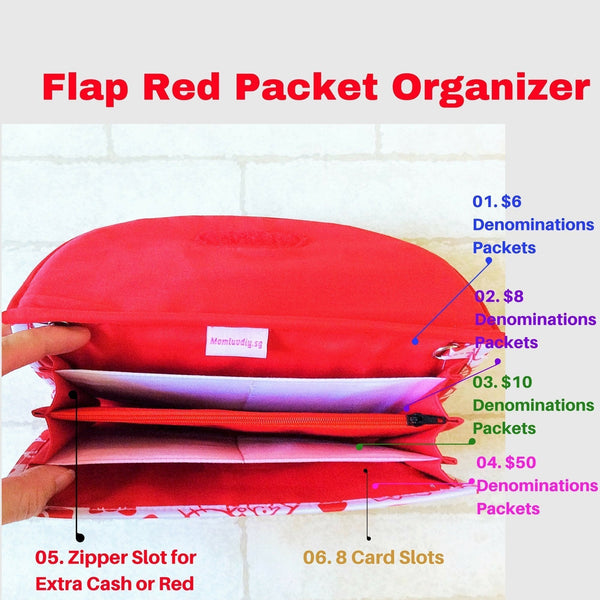 FLAP Ang Bao Organizer |  Pouch for Red Packets | Flap Organiser 50 Red Packets | Flap CNY Design 23B02