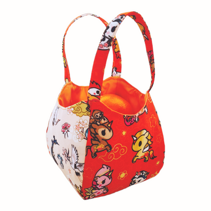Mandarin Orange Carrier | Orange Bag up to 8 Oranges | Chinese New Year Carrier | Orange Carrier Unicorn Design 24B17