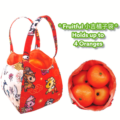 Mandarin Orange Carrier | Orange Bag up to 8 Oranges | Chinese New Year Carrier | Orange Carrier Unicorn Design 24B17