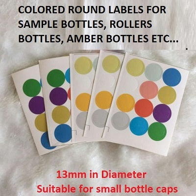 A Sheet of 12 Colored Round Labels for Bottles | Essential Oil Bottles | Colored Labels