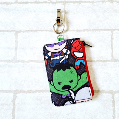 Teacher's Day Gift | Clear Card Holder Pouch with charm | Handy Card Pouch Design 10 Superhero