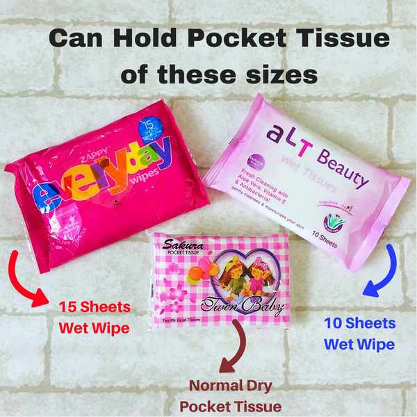 ROOMY WET AND DRY Pocket Tissue cum Cosmetic Pouch | WET AND DRY Pocket Tissue Pouch | Cosmetic Pocket Wet and Dry HK Design 8B08