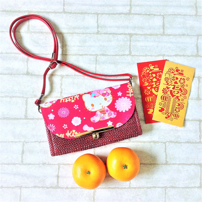 Elegant Sling Ang Bao Organizer with shoulder sling |  Flap Pouch for Red Packets | Sling HK Organiser 40 Red Packets | HK Design 22B28