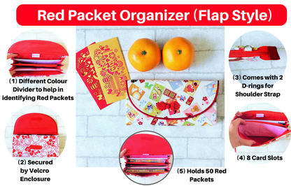 FLAP Ang Bao Organizer |  Pouch for Red Packets | Flap Organiser 50 Red Packets | Flap CNY Design 33B59