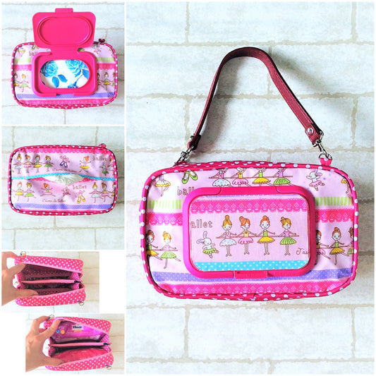 Kleenex WET AND DRY Tissue Holder | Kleenex Tissue 2in1 Pouch | Kleenex Wet and Dry Pink Ballerina Design 8B11