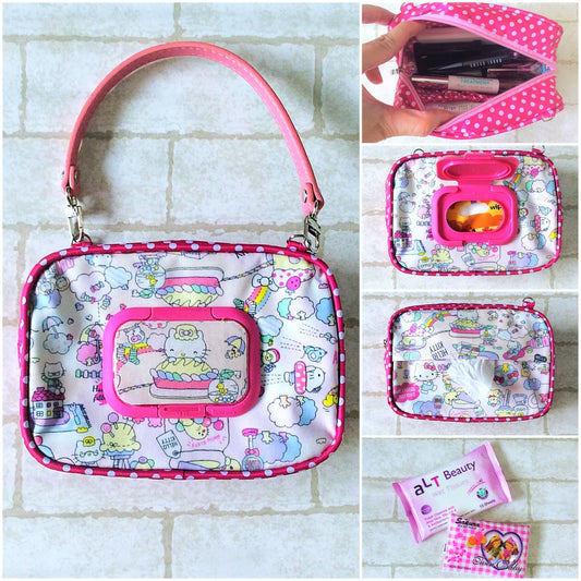 ROOMY WET AND DRY Pocket Tissue cum Cosmetic Pouch | WET AND DRY Pocket Tissue Pouch | Cosmetic Pocket Wet and Dry HK Design 8B08