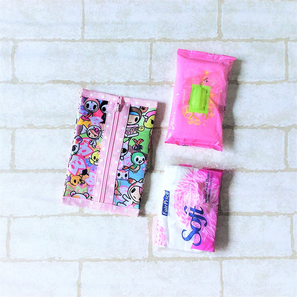 Waterproof 2 sided Wet and Dry Tissue Pouch (Pocket Size) | Pocket Tissue Pouch TKDK Design 9B07