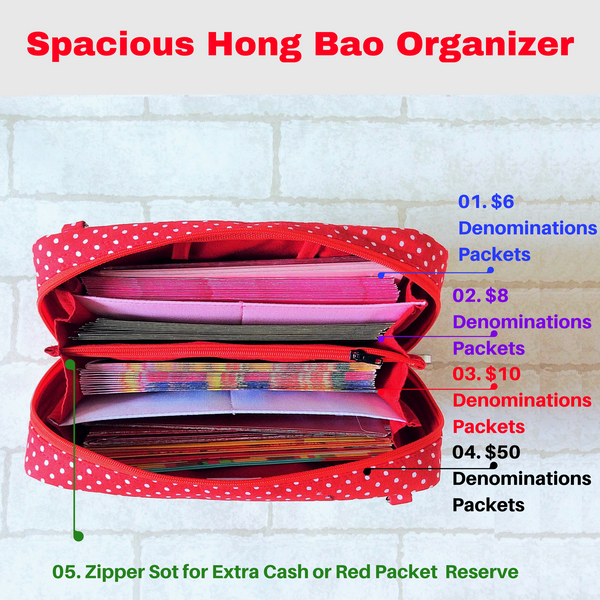 SPACIOUS Hong Bao Organizer | Ang Bao Pouch | Spacious Organizer 100 Red Packets | Spacious Unicorn Zodiac Design 24B03