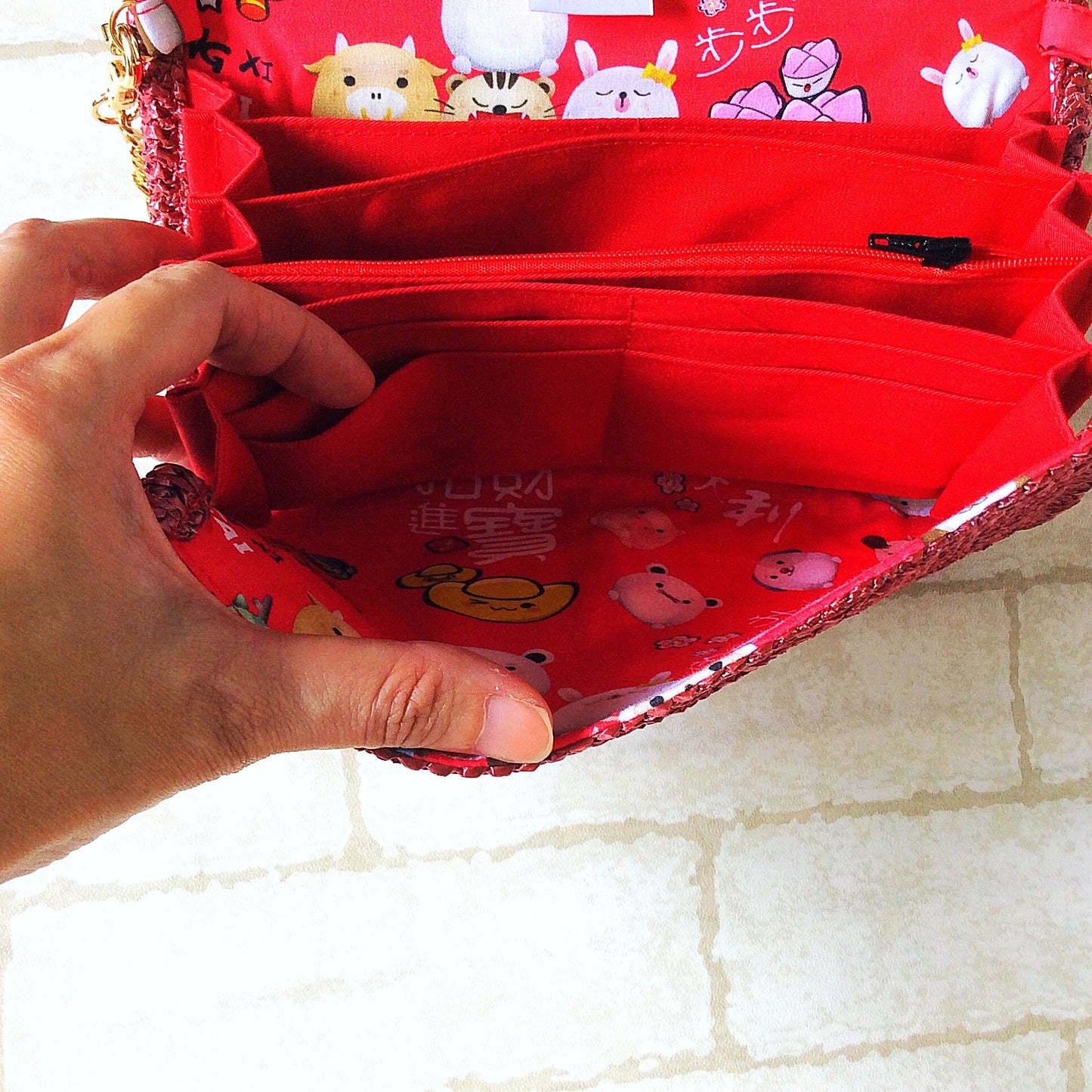 Elegant Sling Ang Bao Organizer with shoulder sling |  Flap Pouch for Red Packets | Sling HK Organiser 40 Red Packets | HK Design 22B28